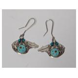 .925 Sterling Turquoise Bear Shape Dangle