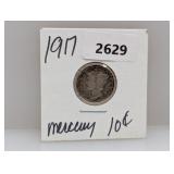 1917 90% Silv Mercury Dime