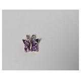 .925 Sterling Silver Purple Butterfly Pendant