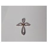 .925 Sterling JWBR Diamond Angel/Cross Pendant