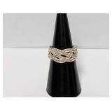 .925 Sterling Silver Braided Rope Ring Adjustable