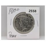 1927-D 90% Silv Peace $1 Dollar