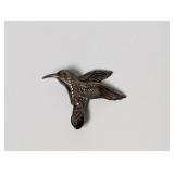 .925 Sterling Hummingbird Purple Stone Eye Brooch