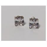 .925 Sterling Silver Clear Stone Stud Earrings