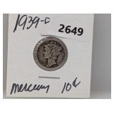 1939-D 90% Silv Mercury Dime