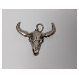 .925 Sterling Silver Bull Head Pendant