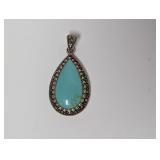 .925 Sterling Turquoise Pendant Missing Stones