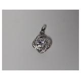 .925 Sterling Silver Swirl Halo Pendant