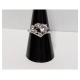 .925 Sterling Statement Ring Clear Stones Sz 8.5