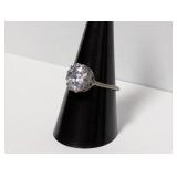 .925 Sterling Statement Ring Clear Stone Size 9