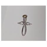 .925 Sterling Silver Diamond Angel Pendant