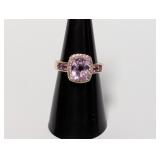 .925 Rose Gold Tone Purple Stone Ring Size 7