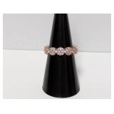 .925 Rose Gold Coloring Flower Eternity Band Sz 7