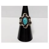 .925 Sterling Turquoise in Chains Ring Size 6