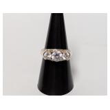 .925 Sterling Silver CZ Tri-Stone Ring Size 8