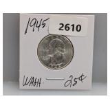 1945 90% Silv Wash Quarter