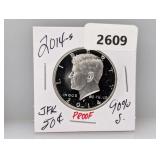 2014-S 90% Silv PF JFK Half $1 Dollar