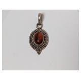 .925 Sterling Silver Amber Pendant