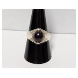.925 Sterling Red Cabochon Cocktail Ring Size 10