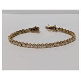 7" Vermeil/.925 Sterl Wave Set Stone Bracelet