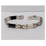 8" .925 Sterl Onyx/MOP Inlay Twisted Link Bracele
