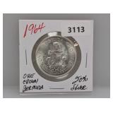 1964 50% Silv Bermuda One Crown