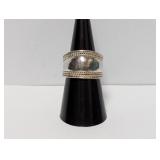 .925 Sterl Artisan Crafted Rope Edge Ring Sz 7.5