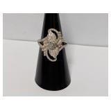 .925 Sterl Romantic Rose Motif Ring Sz 7