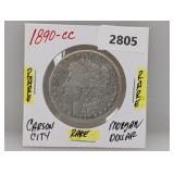 Rare 1890-CC 90% Silv Morgan $1