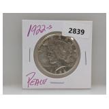 1922-S 90% Silv Peace $1 Dollar