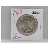 1922 90% Silv Peace $1 Dollar