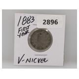1883 First Yr No Cents V Nickel