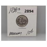 1938-S 90% Silv Mercury Dime