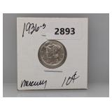 1936-S 90% Silv Mercury Dime