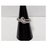 .925 Sterl Silver Knot Ring w/Clear Accents Sz 7