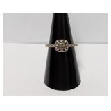 .925 Sterl Vtg Inspired Halo Ring Sz 7