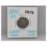 1875-CC 90% Silv Seated Dime