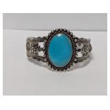 .925 Sterl Turquoise Cabochon Cuff Bracelet
