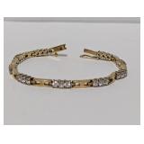 7" Vermeil/.925 Sterl Clear Stone Bracelet