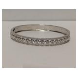 .925 Sterl Bezel Set CZ Stone Hinged Bracelet