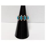 .925 Sterl Turquoise Stones Band Sz 5
