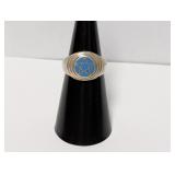 .925 Sterl Mystic Blue Pentagram Ring Sz 6