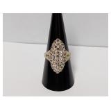 .925 Sterl Elongated Marcasite Ring Sz 9