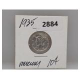 1935 90% Silv Mercury Dime