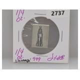 1/4oz .999 Silv Valcambi Bar