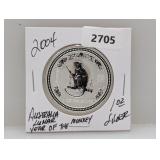 2004 1oz .999 Silv Lunar Yr of the Monkey