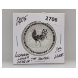 2005 1oz .999 Silv Lunar Yr of the Rooster
