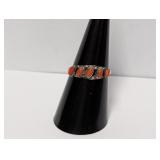 .925 Sterl Coral Stone Band Sz 7.5