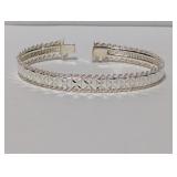 8" .925 Sterl Diamond Cut & Rope Edge Bracelet