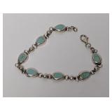 8" .925 Sterl Turquoise Teardrop Link Bracelet